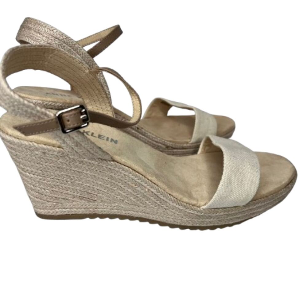 Anne Klein NWOB Beige Espadrille Ankle Strap Summer Shoes Wedge Sandals 11M - Picture 2 of 7